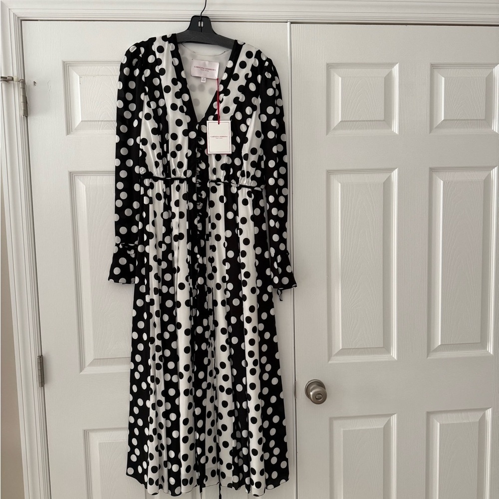 Carolina Herrera New York. Long sleeve polka dot midi size 8